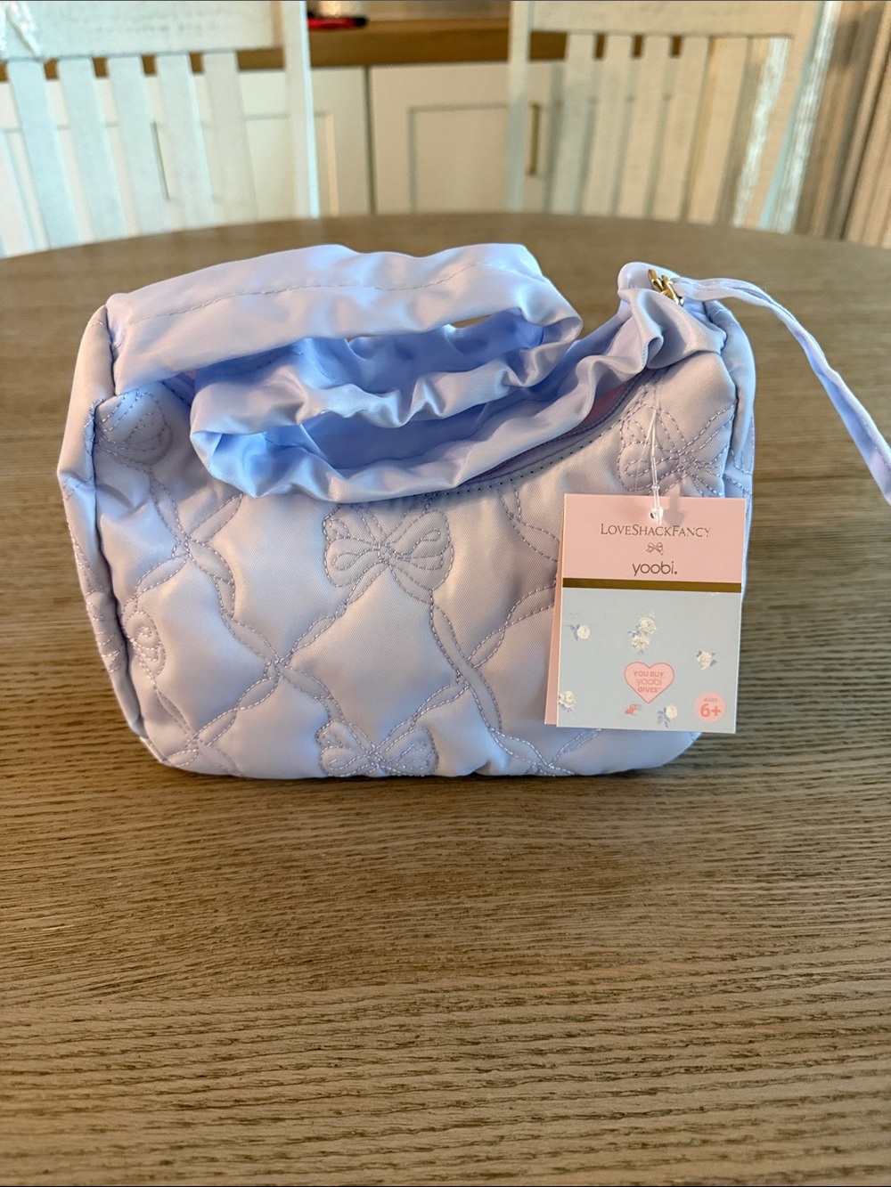 LoveShackFancy for Target Lavender Quilted Bow Wristlet Pouch